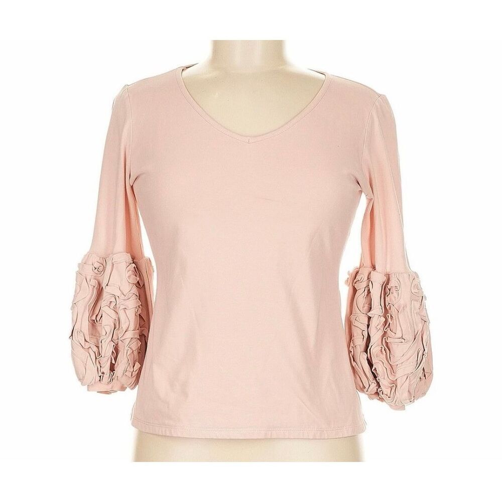 ANNE FONTAINE - MOSAIQUE FLORAL PUFF SLEEVE PINK STRETCH TOP